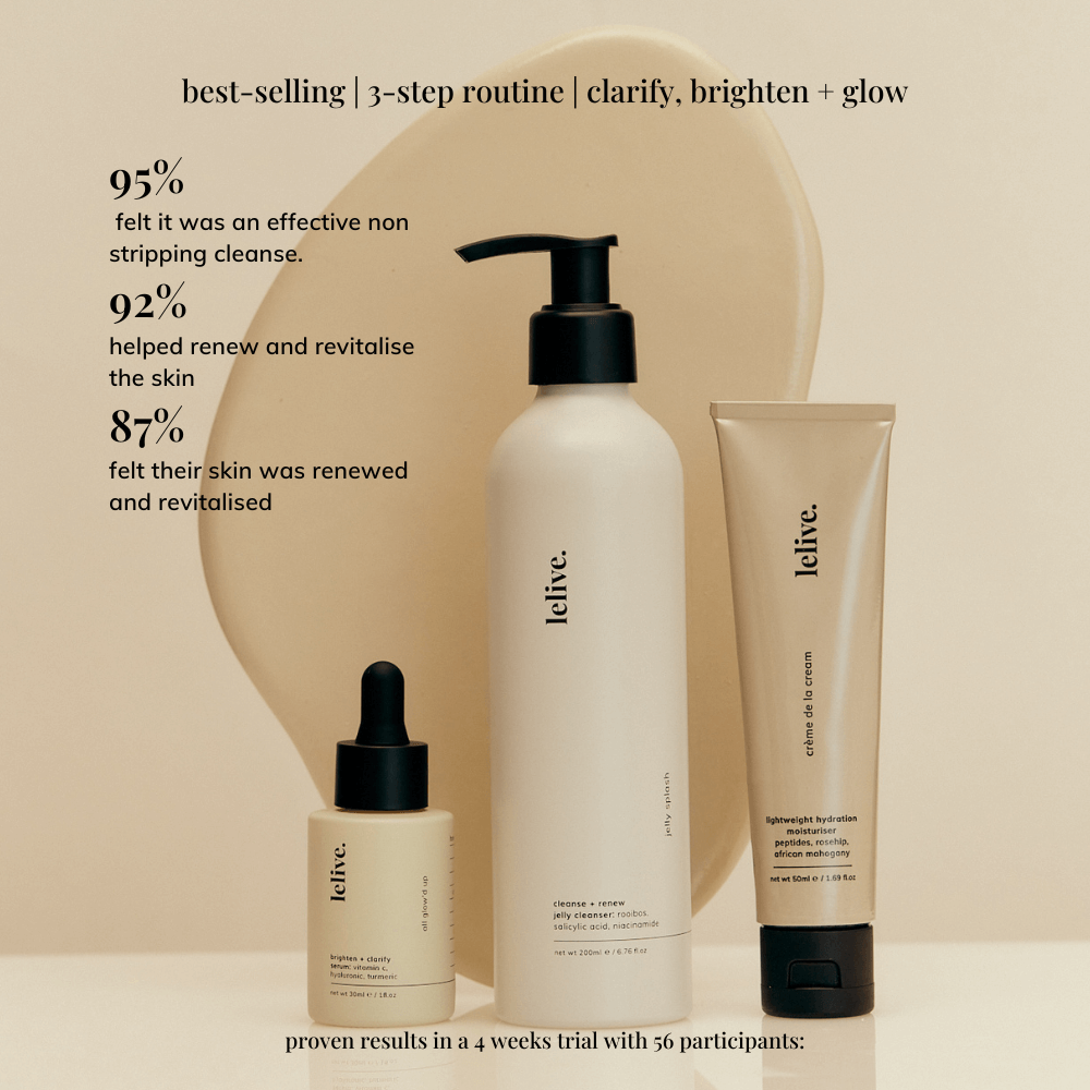 best-selling | 3-step routine | clarify, brighten + glow